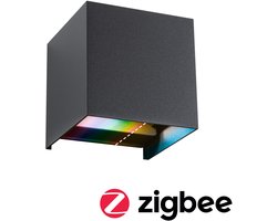 LED-wandlamp Smart Home Zigbee 3.0 Cybo IP44 hoekig 100x100 mm RGBW+ 2x2,5W 2x150lm 230V Antraciet Aluminium
