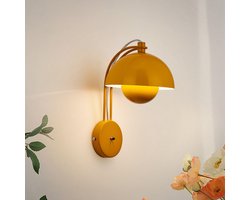 Led-wandlamp voor binnen 12W, moderne wandlamp in de vorm van een paddenstoel naast het bed, 3 kleurmodi, wandlamp voor slaapkamer, woonkamer, gang, goudkleurig