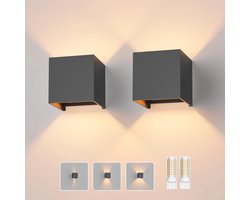 LED Wandleuchte Warmweiß 3000K - 2 Stück Einstellbarer Abstrahlwinkel für Innen und Außen