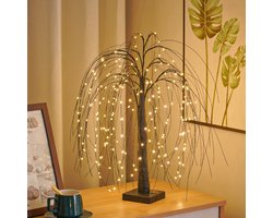 LED Wilgenboom Lamp - Vakantieverlichting - Kerstverlichting - Stijlvolle LED Wilgenboom Lamp 50cm - voor Woonkamer en Slaapkamer - Warm Wit Sfeerlicht, Energiezuinig & Veelzijdig Design-zwart