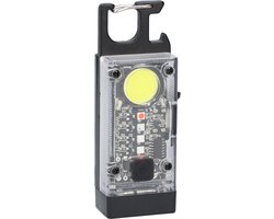 LED Zaklamp met Keychain, USB C Oplaadbaar, Sleutelhanger Lamp met 6 Standen! - Doorzichtig Design, Kan Opladen door Zonne-Energie!