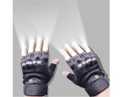 LED-zaklamphandschoenen, halfvingerige lichtgevende handschoenen voor mannen en vrouwen, zaklamphandschoenen met LED's, coole gadgets, kerst- en verjaardagscadeaus, unisex wit.