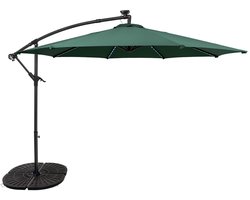 Led zweefparasol - 3 m - groen - incl. rond 4-delige parasolvoet