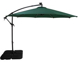 Led zweefparasol - 3 m - groen - incl. vierkante parasolvoet