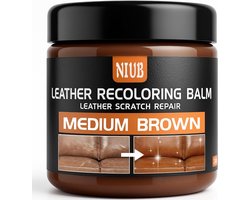 Leder Herstel Balsem: Krasverwijderaar en Kleurhersteller voor Banken, Meubels en Autostoelen - Middelbruin