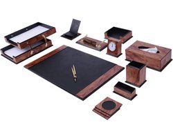 Lederen bureau Set - ROOS ZWART- accessoires Set - 12 Accessoires - Office Desk Organizer Set - handgemaakte lederen bureau set - Manager Gift