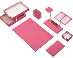 Lederen bureau Set -ROZE - Bureau accessoires Set - 10 Accessoires - Office Desk Organizer Set - handgemaakte lederen bureau set - Manager Gift