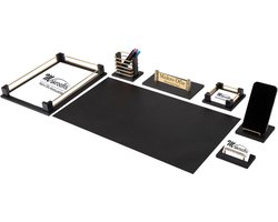 Lederen bureau Set -ZWART - Bureau accessoires Set - 7 Accessoires - Office Desk Organizer Set - handgemaakte lederen bureau set - Manager Gift
