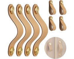 Lederen Deurgrepen voor Kasten - 4 Stuks, 96mm met Schroeven - Ideaal voor Keuken, Badkamer en Meubels
