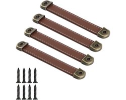 Lederen Handgrepen Meubels Kast Handvat 4 stuks - Slaapkamer Keukenkastjes Dressoir - Handgemaakte Ladetrekker Deur Handvat 128 mm
