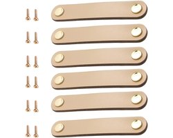 Lederen Handgrepen voor Meubels - 6 Stuks 140 x 25 mm - Ideaal voor Kasten, Lades en Kledingkasten met Schroeven Accessoires