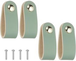 Lederen Ladehandvaten - 4 Stuks Lederen Knoppen met Schroeven voor Keuken Badkamer Dressoir Kastdeur - Blauw