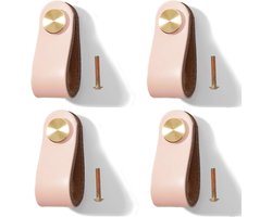 Lederen Ladeknoppen 4 Stuks - Meubelhandgrepen voor Kasten en Dressoirs - Duurzame Leren Knoppen met Schroeven voor Thuisdecoratie en Meubelrenovatie
