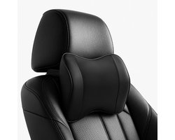 Lederen Nekpillow voor Auto - Verstelbare Hoofdkussen met Ademend Afneembaar Hoesje voor Comfortabele Ondersteuning tijdens Autoritten