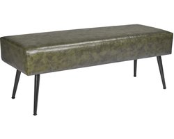 Lederen Slaapkamerbank, met PU-Leren Zitting, PU-Leren Zitting met Metalen Poten en Decoratieve Stiksels, Ideaal voor Hal, Woonkamer, Eetkamer, Hal en Slaapkamer, Groen