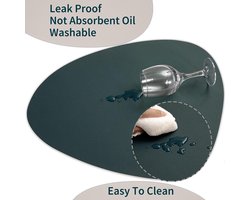 Lederen tafelmatten en onderzetters, Placemat Waterdichte Dubbelzijdige Keuken Plaats Matten Koffiematten Antislip Wasbare Placemats en Onderzetters (Set van 4, Beige/Groen)