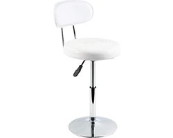 Lederen Werkkruk Stoel voor Kapper Salon Schoonheid Taak Opstellen Kruk Draaibare Winkel Kruk met Rugleuning Klein (Wit