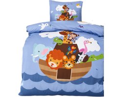 Ledikant Dekbedovertrek Noah’s Ark – 120x150 cm – 100% Katoen – Met Kussensloop – Dierenprint