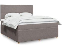 Ledikant tienerbed gestoffeerd bed bedframe bed eenpersoonsbed / tweepersoonsbed lattenbodem, met matras taupe 180x200 cm stof 4d