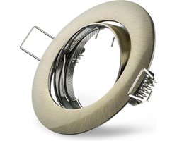 Ledmaxx Inbouwspot rond geborsteld messing groen kantelbaar voor GU10 | zaagmaat 68mm | GU10 | Max 1x50W exclusief