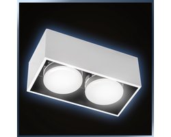 LED's Light Cube LED Plafondlamp - 2 lichtpunten - Draaibaar licht - Staal - 20 x 8 cm - Wit - Gx53 ledlamp - Plafonniere - Plafonnieres - Plafoniere slaapkamer - Plafondlampen - Badkamerlamp - Plafond lamp