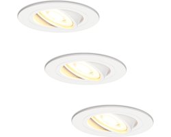 LED's Light Dimbare LED Inbouwspots plafond Wit - Ø 68mm - Kantelbaar - Warm wit - 3PACK