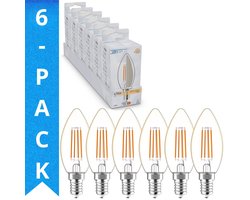 LED's Light Dimbare LED kaarslampen E14 - Helder glas - Dimbaar warm wit - 470 lm - 6PACK - Kaarslamp - Kaars lamp - Kaarslampjes