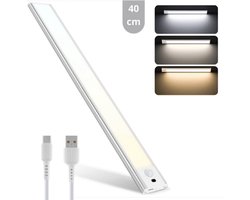 LED's Light LED Kastverlichting met bewegingssensor, 40 cm, USB-C Oplaadbaar, Dimbaar, Magnetisch, 3 Kleurtemperaturen, Draadloos, Kastverlichting op Batterij, Onderbouwverlichting, Wit