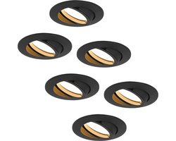 LED's Light Professionele Inbouwspotjes plafond zwart - Voor alle ruimtes - Draaibaar en Dimbaar - 6PACK - Inbouwspots - Inbouwspot - Inbouw spotjes