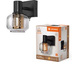 LEDVANCE Decor Spot Firefly lamp zwart in industriële stijl, 1 x 2,8 W, 250 lm, 2700 K, behuizing van metaal en glas, E14-fitting, aan/uit-schakelaar, eenvoudige montage, dimbare OSRAM-lamp inbegrepen.