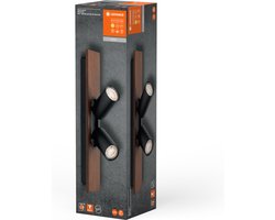 LEDVANCE DECOR SPOT MERCURY, 2 x 3,4W, 460lm, hout-look, zwart, spot, verstelbare koppen, veelzijdig gebruik, interieurspot, vervangbare ledlampen, warm witte lichtkleur, GU10