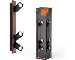 LEDVANCE DECOR SPOT MERCURY, 3 x 3,4W, 690lm, hout-look zwart, spot, verstelbare koppen, veelzijdig gebruik, interieurspot, vervangbare ledlampen, warm witte lichtkleur, GU10