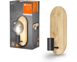 LEDVANCE DECOR Wood Wall wandlamp, zwart/hout, E27