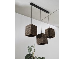 LEDVANCE hanglamp 3-lamps Decor Cardboard Vierkant bruin van golfkarton, E27, 830 mm lengte, lampenkap van gerecycled materiaal, duurzaam dankzij vervangbare lichtbron, eenvoudig te installeren