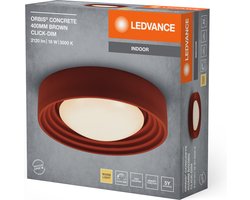 LEDVANCE ORBIS Concrete, bruin betonnen plafondlamp met LED, 18W, 1500lm, 3000K vriendelijk warm wit, dimbaar in 3 stappen door te klikken, 400mm diameter, IP20 bescherming, geschikt voor badkamers