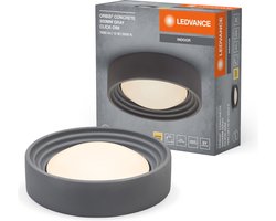 LEDVANCE ORBIS Concrete, grijze betonnen plafondlamp met LED, 13W, 800lm, 3000K vriendelijk warm wit, dimbaar in 3 stappen door te klikken, 300mm diameter, IP20 bescherming, geschikt voor badkamers