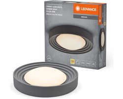 LEDVANCE ORBIS Concrete, grijze betonnen plafondlamp met LED, 24,5W, 1800lm, 3000K vriendelijk warm wit, dimbaar in 3 stappen door te klikken, 500mm diameter, IP20 bescherming, geschikt voor badkamers