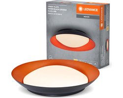 LEDVANCE Orbis Plate LED plafondlamp, zwart-oranje, 45W, 2200lm, 3000K, 480mm, 830 vriendelijk warm wit, dimbaar in 3 niveaus door te trappen, IP20 bescherming, inclusief montageschroeven en pluggen