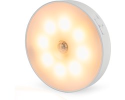 Ledverlichting - Bewegingssensor - 3 stuks - led lampje bewegingssensor - Rond - Draadloos - Oplaadbaar - USB C - Nachtlamp - Warm licht - Sensor - Kastverlichting - Trapverlichting - Nachtlampje - stijlvolstekkie