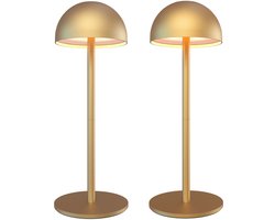 Ledvion - 2x Oplaadbare Tafellamp Vita - LED - Goud - Dimbaar - IP54 - USB