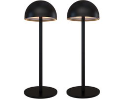 Ledvion - 2x Oplaadbare Tafellamp Vita - LED - Zwart - Dimbaar - IP54 - USB