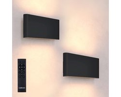 Ledvion - 2x USB Oplaadbare Wandlamp met Afstandsbediening - Zwart - Draadloos - Dimbaar - 2700K - 4400 mAh - Ovaal - Binnen & Buiten
