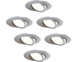 Ledvion – 6x LED Inbouwspot RVS – Dimbaar – CCT – IP65 – Kantelbaar – Aluminium – Badkamer