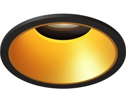 Ledvion – LED Inbouwspot Rond ø81mm – Zwart / Goud – Dimbaar – Kantelbaar – GU10 – 2700K – 3W – IP20