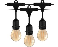 Ledvion - LED Prikkabel - 20M - Incl. 20x Goud E27 LED - 1W - 2100K - Incl. 20 Gold - IP65