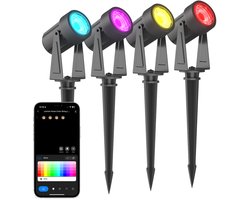 Ledvion - LED Prikspot Set, 7M + 3M Aansluitsnoer, Incl. 4 Smart LED Lampen, RGBIC, 24W, 2700K-6500K
