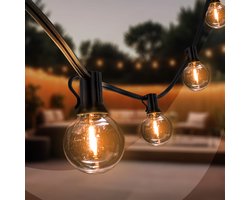 Ledvion - Lichtsnoer Buiten 16.5M - 30 LED Lampen - IP54 Waterdicht - 2200K - Warm Wit - Tuinverlichting Sfeerverlichting