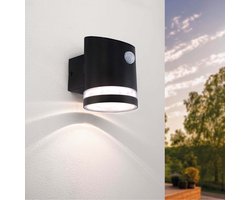 Ledvion - Solar LED Wandlamp - 3000K - IP44 - Zwart - Elara