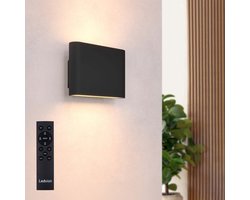 Ledvion - USB Oplaadbare Wandlamp met Afstandsbediening – Zwart – Dimbaar – 2700K – 4400 mAh – Binnen & Buiten – Ovaal