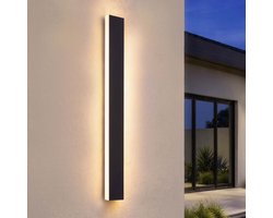 Ledvion - Villa LED Buiten Wandlamp - 100 cm - IP65 Waterdicht - 14W - 2700K Extra Warm Wit - Zwart